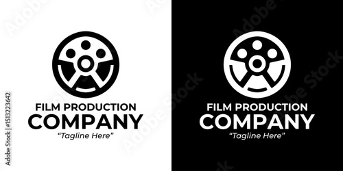 Modern Film Production Company Logo with Classic Film Reel Icon