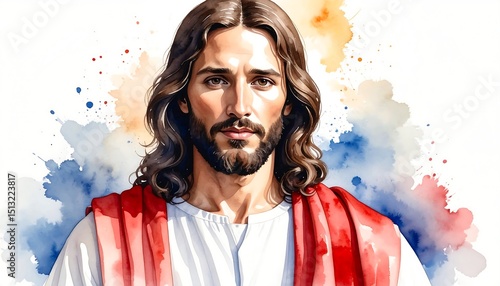 Jesus portrait, watercolor style (5)