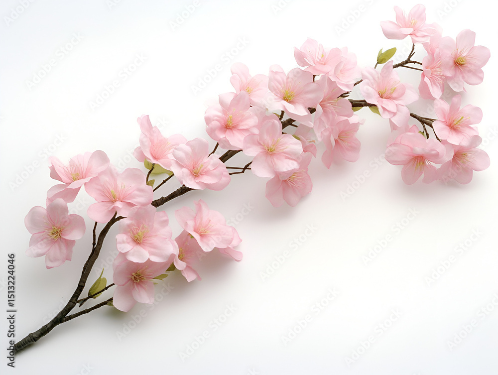 Naklejka premium Delicate Pink Cherry Blossoms on a White Background