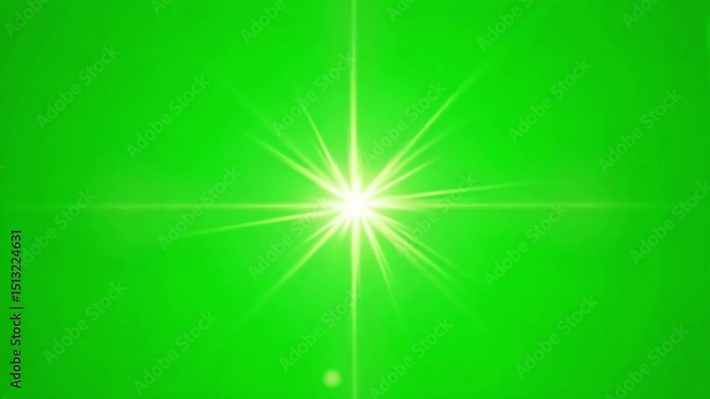 bright starburst lens flare animation on green screen background ideal for compositing effects motion graphics and visual effects projects adding a radiant glow to your productions







