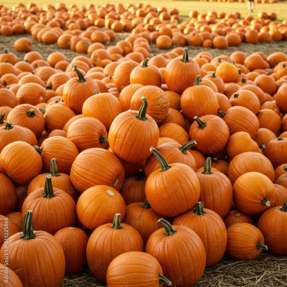 Pile of Ripe Orange Pumpkins in a Farm Field Pile of Ripe Orange Pumpkins in a Farm Field