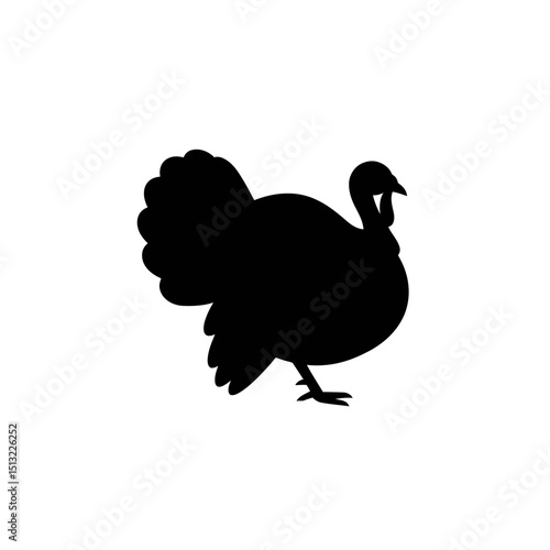 Vector silhouette of a turkey. Farming poultry concept. Thanksgiving symbol icon