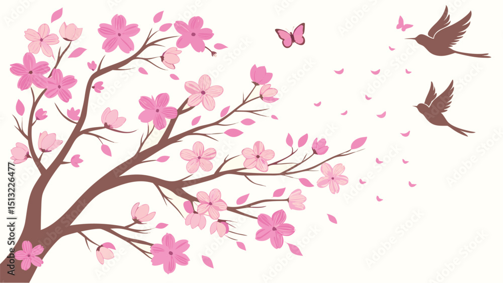 Fototapeta premium pink cherry blossom vector background
