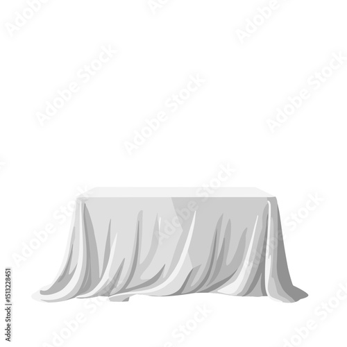 Minimalistic white altar covered with cloth, evokes purity and devotion