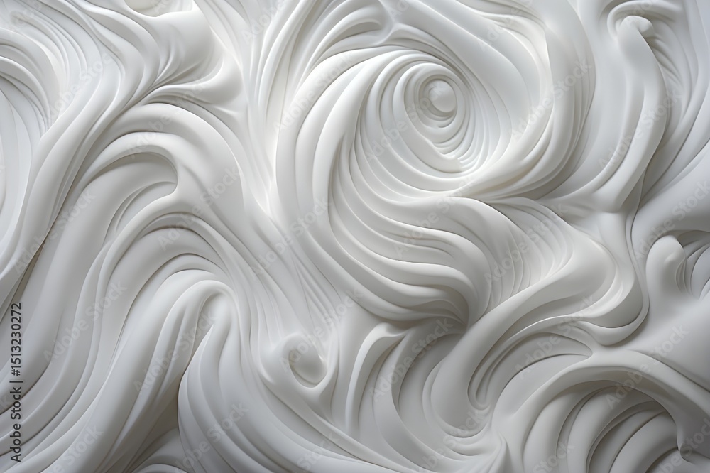 Fototapeta premium Voluminous White Swirls An Abstract Sculptural Texture