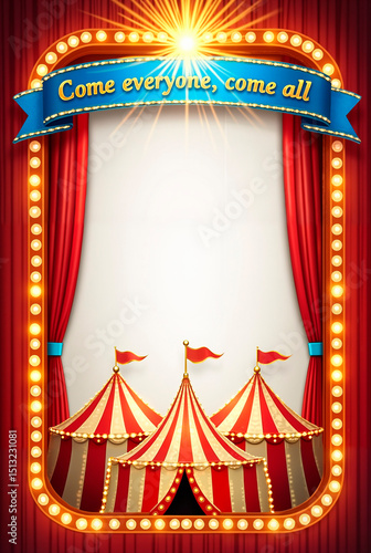 Circus theme colorful vector illustration. Vertical background for poster, banner, invitation card with space for text
