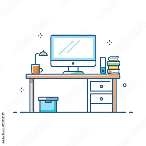Flat Design Computer Desk