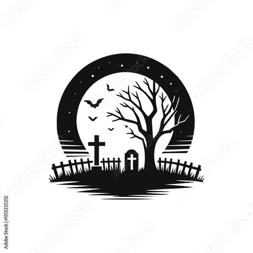 Graveyard logo icon design illustration Halloween