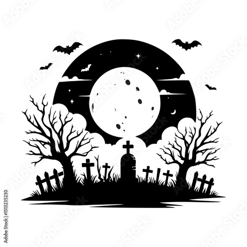 Graveyard logo icon design illustration Halloween