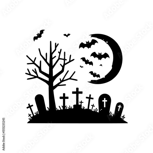Graveyard logo icon design illustration Halloween