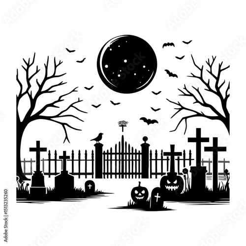 Graveyard logo icon design illustration Halloween
