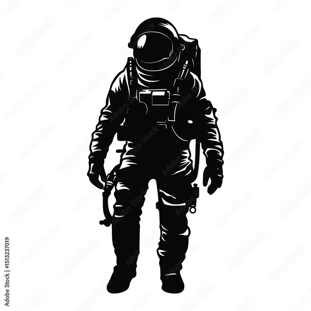 Astronaut black color on isolated white background Astronaut black color on isolated white background
