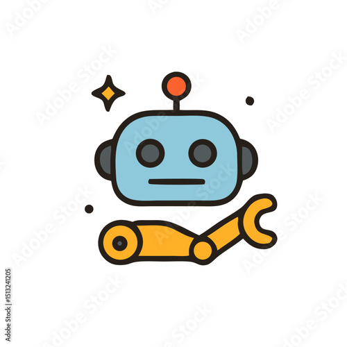 Robot with a single arm suitable for tech and innovation designs, robotics concepts, futuristic themes, science fiction projects, engineering visuals.