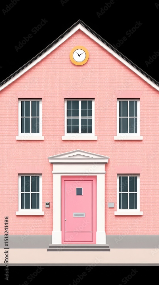 Obraz premium Pink Brick House with White Trim and a Classic Design