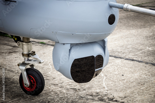 gimbal under an unmanned aerial surveillance drone aircraft.