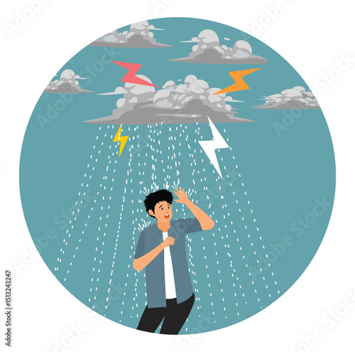 Runaway from crisis, catastrophe misfortune situation, escape from disaster.