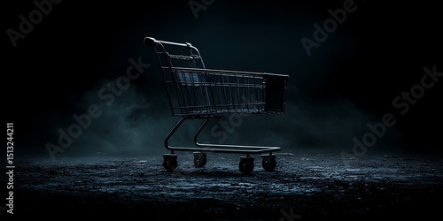 Abandoned Shopping Cart in Darkness