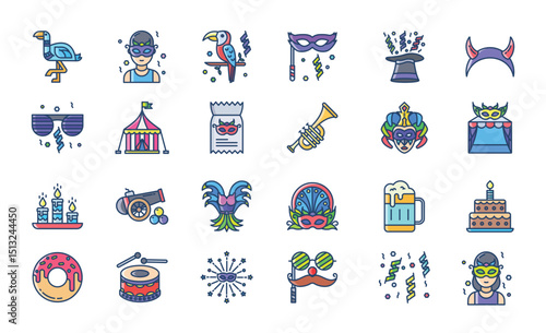 Colorful illustration an assortment of carnivalthemed icons