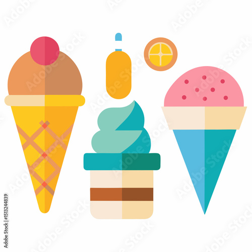 National Ice Cream Day Vector Set – Tasty Summer Dessert Illustrations, Isolated Icons and Sweets