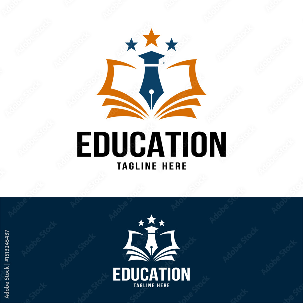 Fototapeta premium education logo with book abstract design
