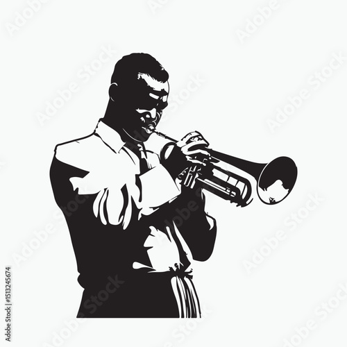 trumpet player silhouette
