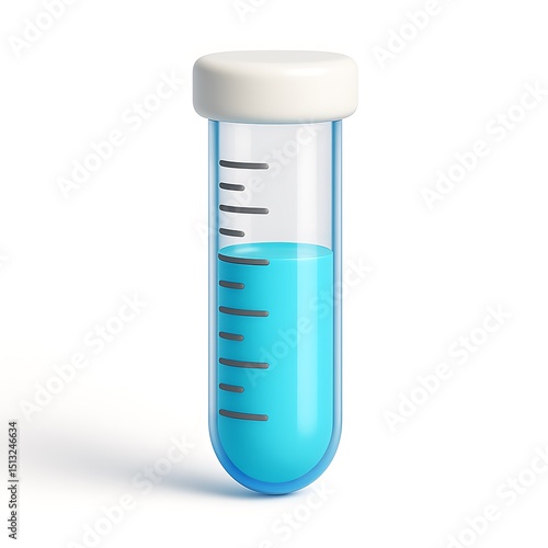 3D icon of Test tube with blue liquid isolated on white background for scientific research