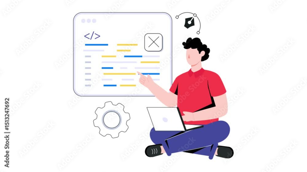 Web Developer 2D Flat Animation. Web Developer 2D Flat Animation.