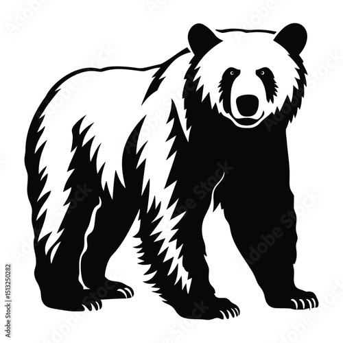 Bear black color on isolated white background