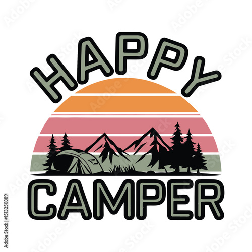 Funny Happy Camper Camping T-shirt Graphic