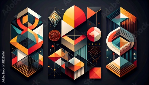 Abstract geometric shapes, layered design