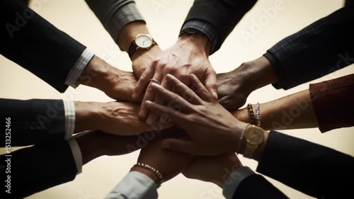 Diverse Hands Holding Together in Unity Loop
