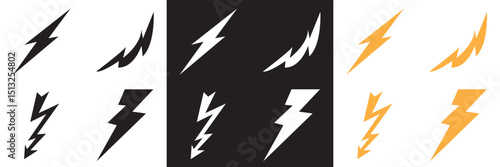 Lightning bolt icons set . Energy, power symbol. Vector for websites, mobile interfaces, presentations, banner, visual branding etc. Vector illustration. EPS 10