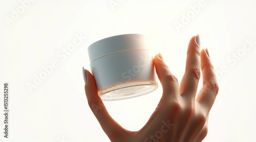 Futuristic Skincare Sci-Fi Cream Jar Mockup in a Woman's Hand