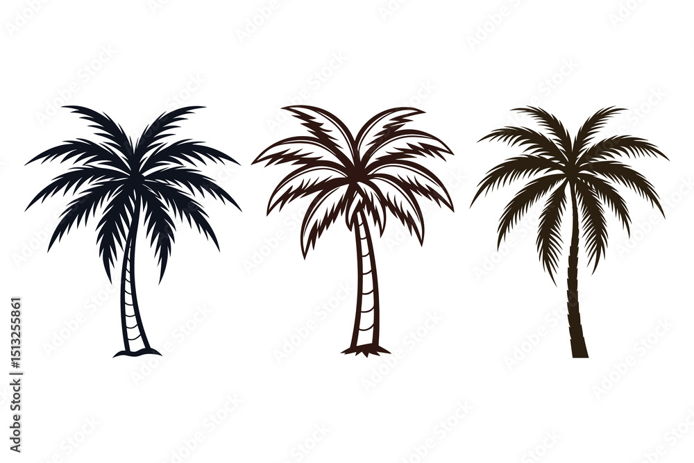 Obraz premium Tropical Palm Tree Vector Silhouette for Summer and Beach Design