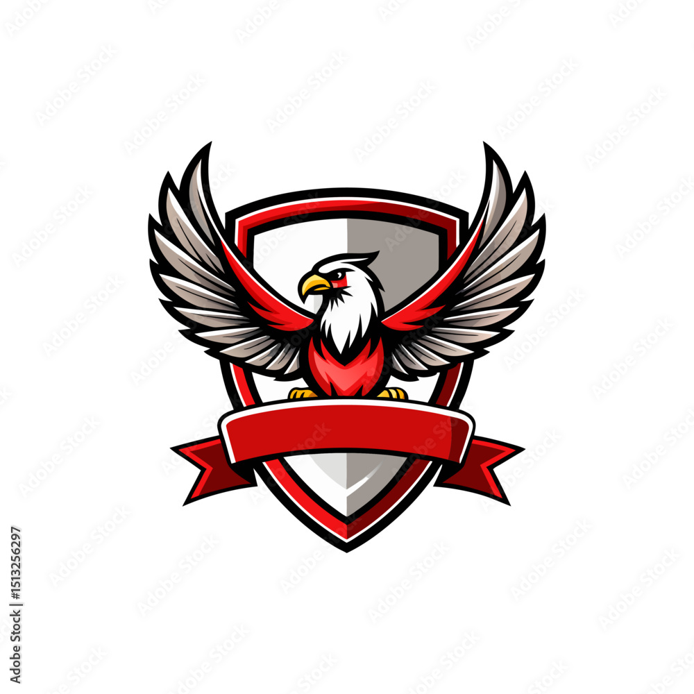 Obraz premium Red and White Eagle Mascot Logo