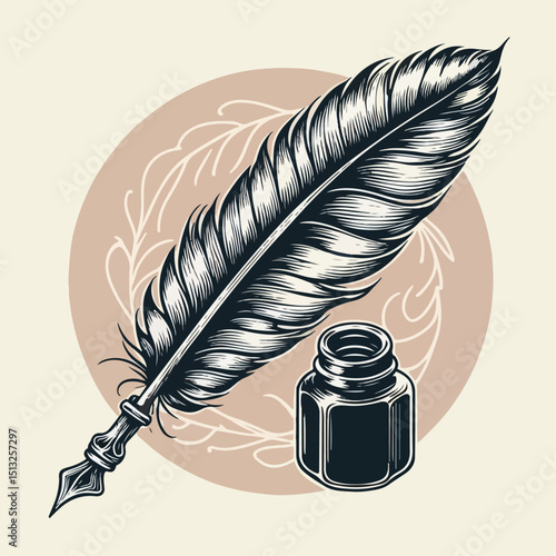 vector illustration of feather pen