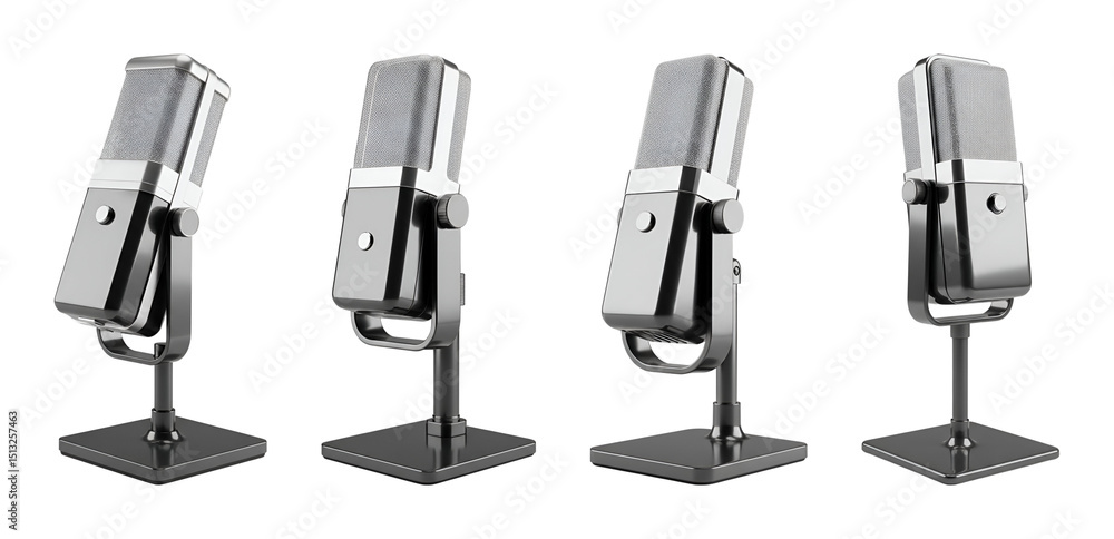 3D Contemporary Angular Microphone with Stand PNG Transparent Background 3D Contemporary Angular Microphone with Stand PNG Transparent Background
