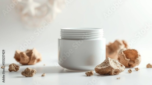 Futuristic Skincare White Cream Jar Mockup in Soft, Muted Tones