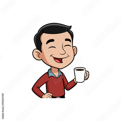 Happy Man Drinking Coffee Clipart