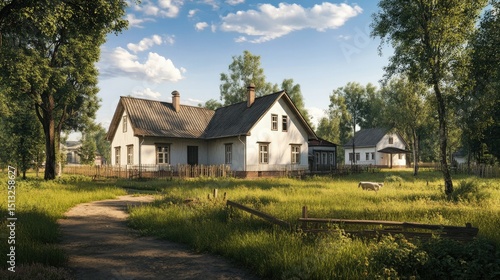 Wallpaper Mural Serene Countryside House: A Summer Day in the Village Torontodigital.ca