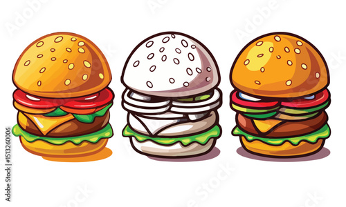 Cartoon burger set.