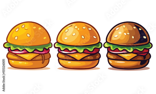 Cartoon burger set.
