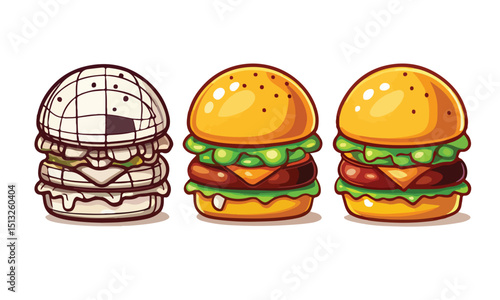 Cartoon burger set.