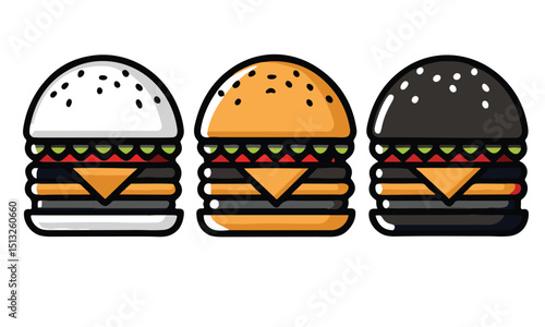 Cartoon burger set.