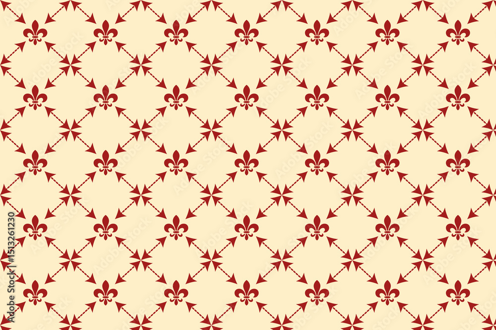 Classic Red Fleur de Lis and Arrow Damask Pattern Classic Red Fleur de Lis and Arrow Damask Pattern