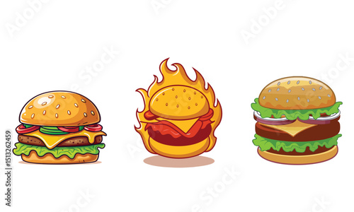 Cartoon burger set.