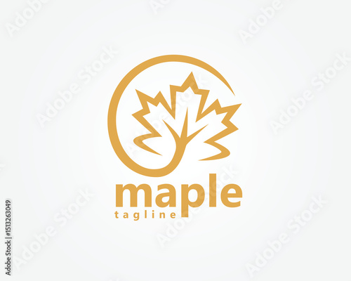 creative maple logo, maple leaf with curled branches, logo design inspiration