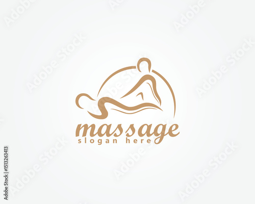 creative massage spa logo, abstract person being massaged logo design inspiration
