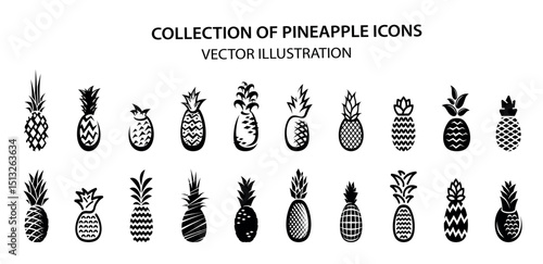 Pineapple Icons - Multi Series, Pineapple icons set. Pineapple silhouette vector art icons set. pineapple fruit icon designs Symbol Isolated, Vector Illustration.