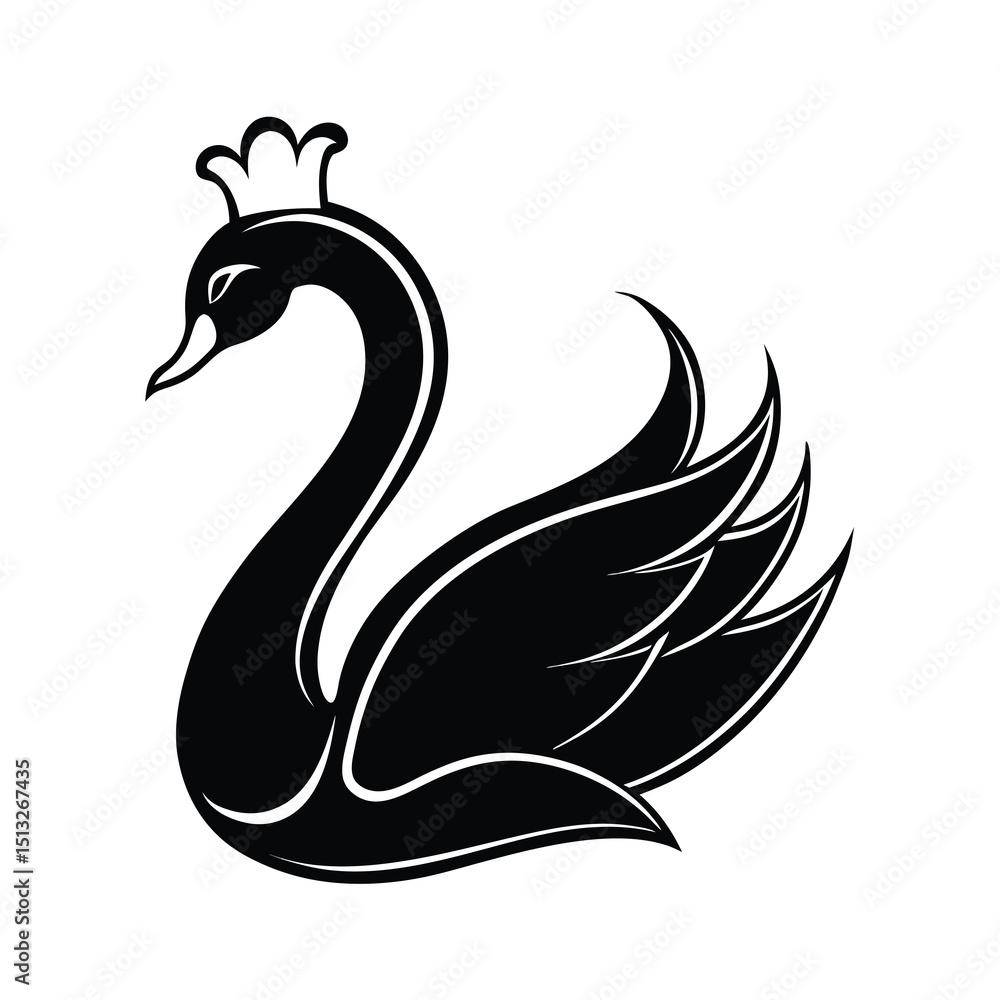 Fototapeta premium elegant swan with crown logo vector
